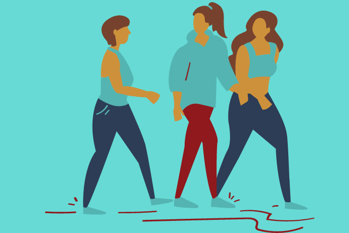 Cartoon image of millennials walking